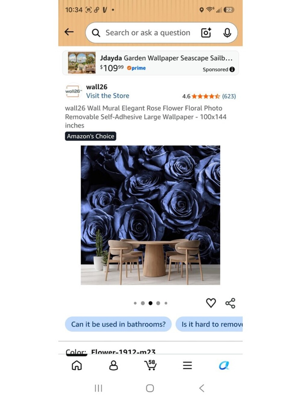 wall26 Elegant Rose Flower Floral Photo Removable Self-Adhesive Large Wall Mural